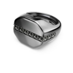 Dextera ring Octagon shape, Round cut, Black, Ruthenium plated
