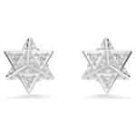 Dextera stud earrings Round cut, Star, White, Rhodium plated