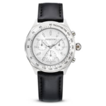Dextera tachymetre watch Swiss Made, Leather strap, Silver Tone, Stainless steel