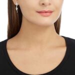 Diapason drop earrings Mixed cuts, White, Rhodium plated - Image 2