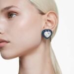 Dulcis clip earrings Heart cut, Pavé, Heart, Blue, Rhodium plated - Image 2