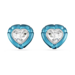 Dulcis clip earrings Heart cut, Pavé, Heart, Blue, Rhodium plated