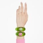Dulcis cuff Set (2), Octagon cut, Pavé, Multicoloured, 18K gold finish - Image 2