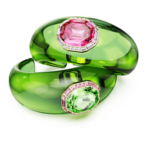 Dulcis cuff Set (2), Octagon cut, Pavé, Multicoloured, 18K gold finish