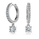 Eternity drop earrings Lab-grown diamonds 0.7 ct tw, Round shape, 18K white gold