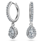 Eternity drop earrings Lab-grown diamonds 1.25 ct tw, Pear shape, 18K white gold