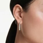 Eternity drop earrings Lab-grown diamonds 1.3 ct tw, Round shape, 18K white gold - Image 2