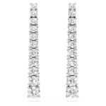 Eternity drop earrings Lab-grown diamonds 1.3 ct tw, Round shape, 18K white gold