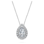 Eternity halo solitaire pendant Lab-grown diamonds 1 ct tw, Pear shape, 18K white gold