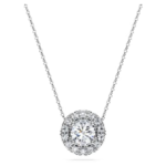 Eternity halo solitaire pendant Lab-grown diamonds 1 ct tw, Round shape, 18K white gold