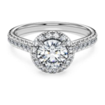 Eternity halo solitaire ring Lab-grown diamonds 1.33 ct tw, Round shape, 18K white gold