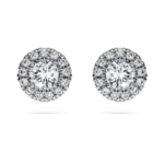 Eternity halo stud earrings Lab-grown diamonds 0.75 ct tw, Round shape, 18K white gold