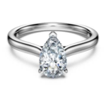 Eternity solitaire ring Lab-grown diamonds 1 ct tw, Pear shape, 18K white gold