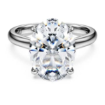 Eternity solitaire ring Lab-grown diamonds 5 ct tw, Oval shape, 18K white gold