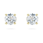 Eternity solitaire stud earrings Lab-grown diamonds 1 ct tw, Round shape, 18K yellow gold