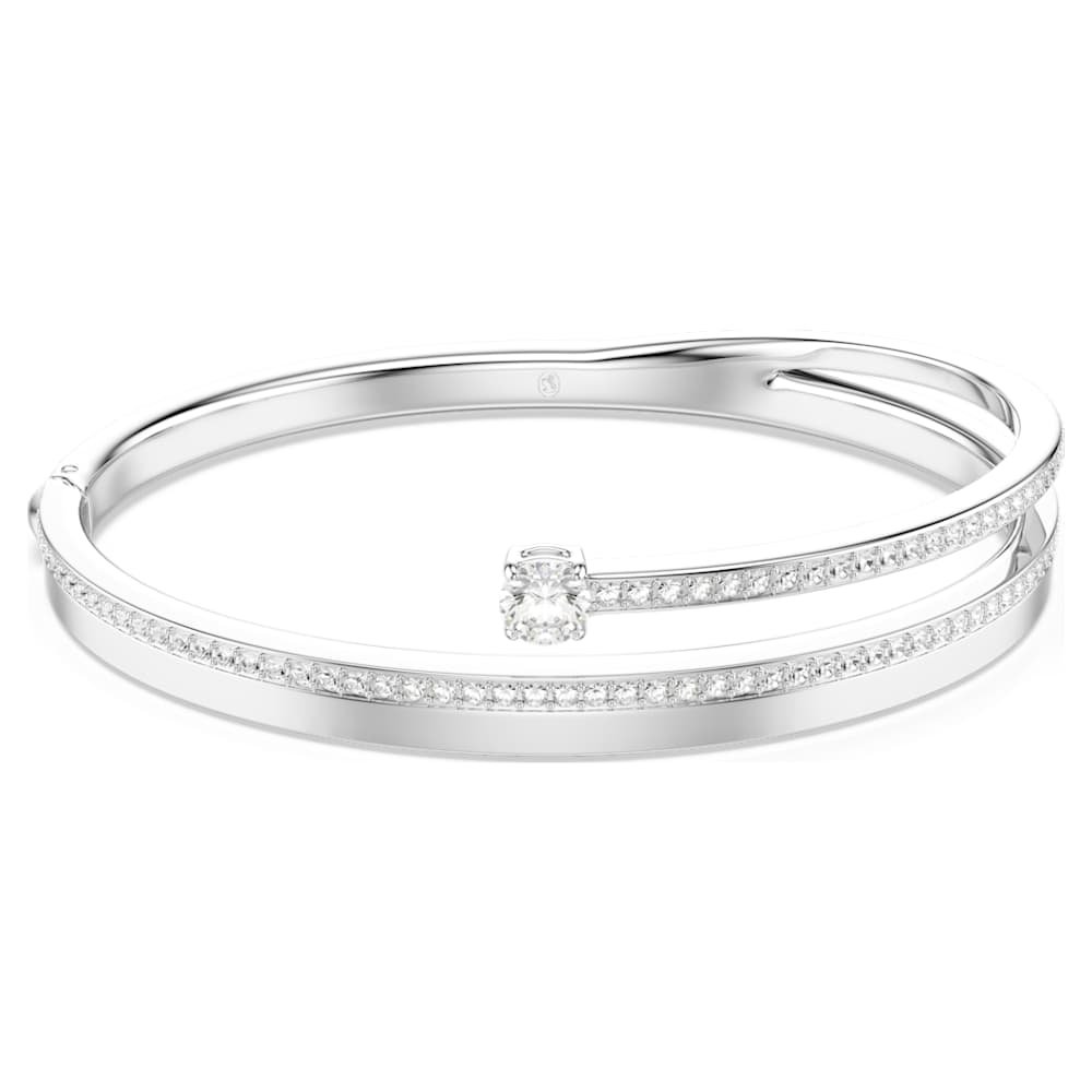 fresh-bangle-round-cut-white-rhodium-plated-swarovski-5754378 Fresh bangle Round cut, White, Rhodium plated - Image 1