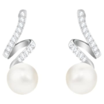 Gabriella drop earrings White, Rhodium plated