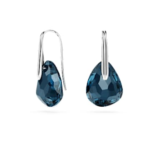 Galet drop earrings Dark blue, Rhodium plated