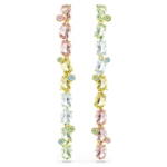 Gema drop earrings Asymmetrical design, Mixed cuts, Long, Multicoloured, 18K gold finish