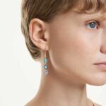 Gema drop earrings Asymmetrical design, Mixed cuts, Multicoloured, 18K gold finish - Image 2