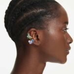 Gema ear cuffs, Asymmetrical design, Mixed cuts, Multicoloured, 18K gold finish - Image 2