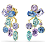 Gema earring jackets Mixed cuts, Multicoloured, 18K gold finish