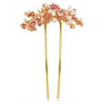 Gema hair clip Crystal pearl, Mixed cuts, Flower, Pink, Gold-tone plated