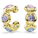 Gema hoop earrings Mixed cuts, Multicoloured, 18K gold finish