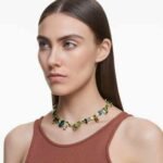 Gema necklace Mixed cuts, Green, 18K gold finish - Image 2