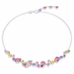 Gema necklace Mixed cuts, Multicoloured, Rhodium plated