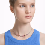 Gema necklace Mixed cuts, Multicoloured, Rhodium plated - Image 7