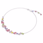 Gema necklace Mixed cuts, Multicoloured, Rhodium plated - Image 3