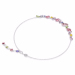 Gema necklace Mixed cuts, Multicoloured, Rhodium plated - Image 5
