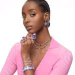 Gema necklace Mixed cuts, Multicoloured, Rhodium plated - Image 6