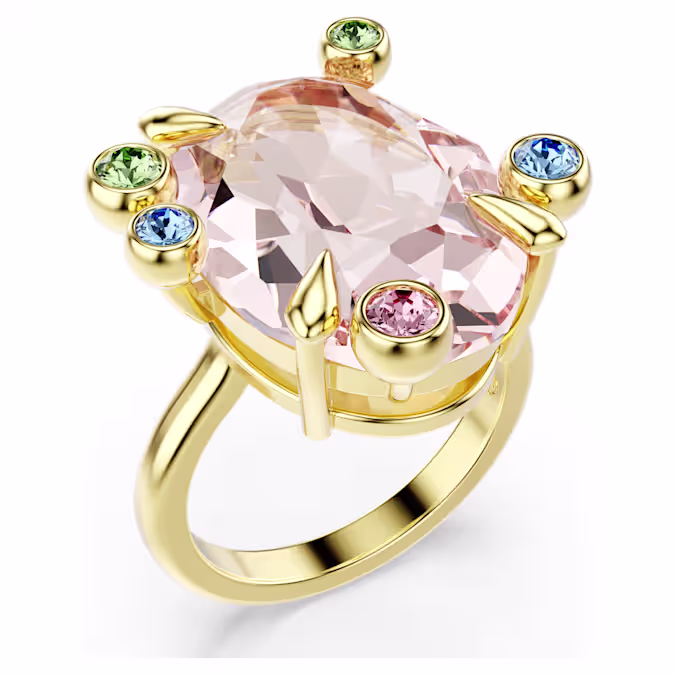 Gema ring Set (3), Mixed cuts, Multicoloured, 18K gold finish