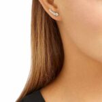 Harley ear cuffs Round cut, White, Rhodium plated - Image 2