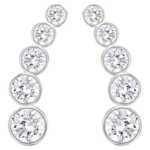 Harley ear cuffs Round cut, White, Rhodium plated