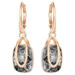 Holding drop earrings Grey, 18K rose gold finish
