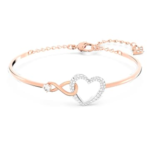 Hyperbola bangle Infinity and heart, White, Mixed metal finish