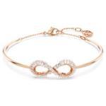 Hyperbola bangle Infinity, White, 18K rose gold finish