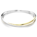 Hyperbola bangle, Round cut, White, Mixed metal finish