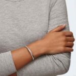 Hyperbola bangle, Round cut, White, Rhodium plated - Image 2