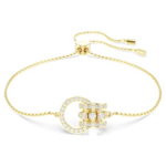 Hyperbola bracelet Interlocking loop, White, 18K gold finish