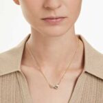 Hyperbola necklace Heart cut, Pavé, Infinity, White, 18K gold finish - Image 2