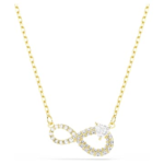 Hyperbola necklace Heart cut, Pavé, Infinity, White, 18K gold finish