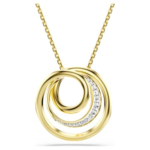 Hyperbola necklace Round cut, White, 18K gold finish