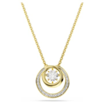 Hyperbola pendant Round cut, White, 18K gold finish