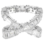 Hyperbola ring Infinity, White, Silver-tone finish