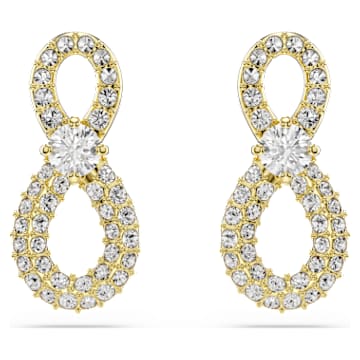 hyperbola-stud-earrings-round-cut-pave-infinity-white-18k-gold-finish-swarovski-5743014 Hyperbola stud earrings Round cut, Pavé, Infinity, White, 18K gold finish - Image 1