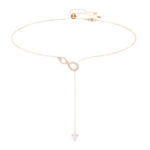 Hyperbola Y necklace Infinity, White, 18K rose gold finish